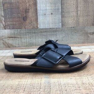 Collection By Clarks Black Leather Kele Heather Slides Womens‎ 7 W Cross Strap